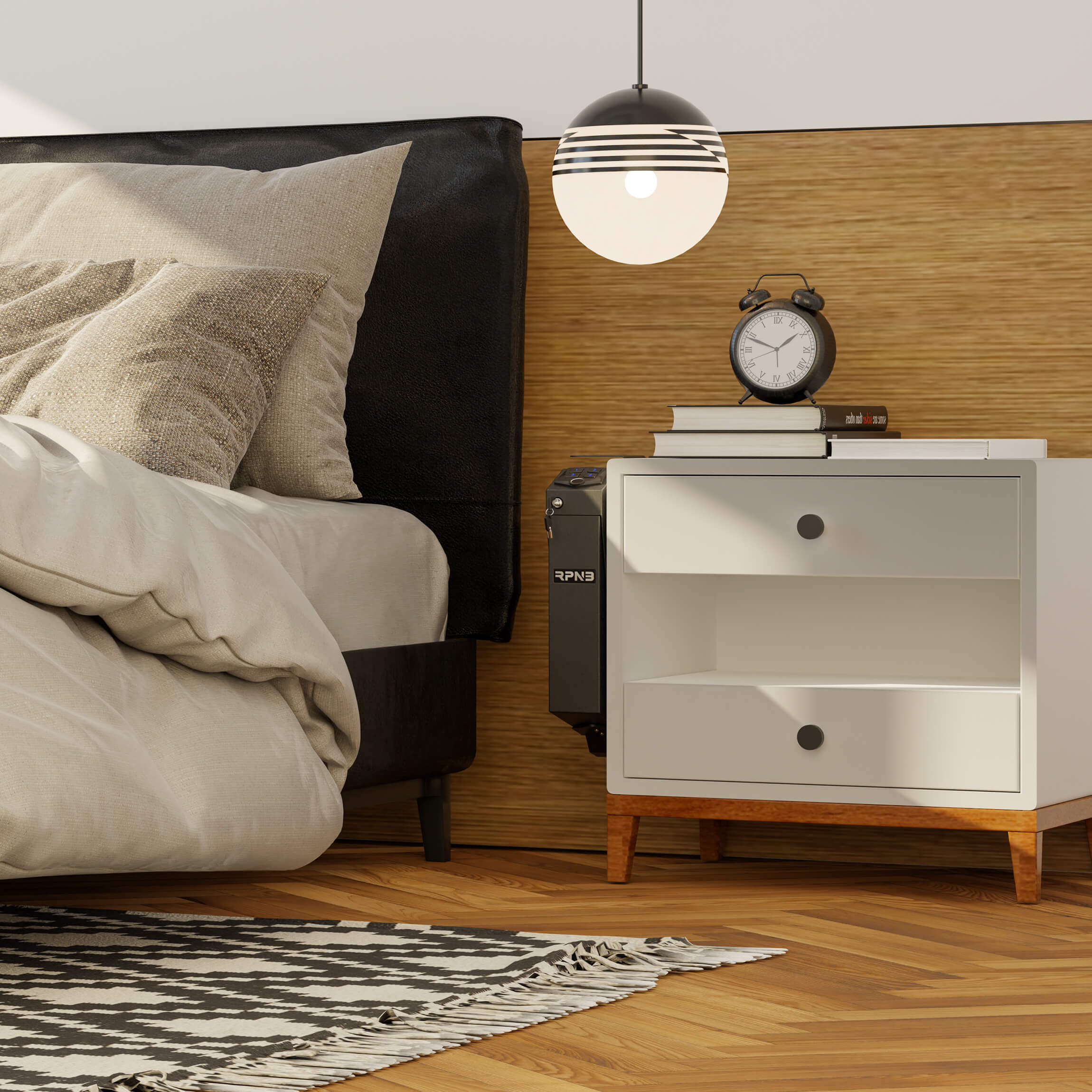 RPNB RP311F Fingerprint Handgun Safe With Quick Access Drop Down Lid (Desk Mounted Pistol Safe)