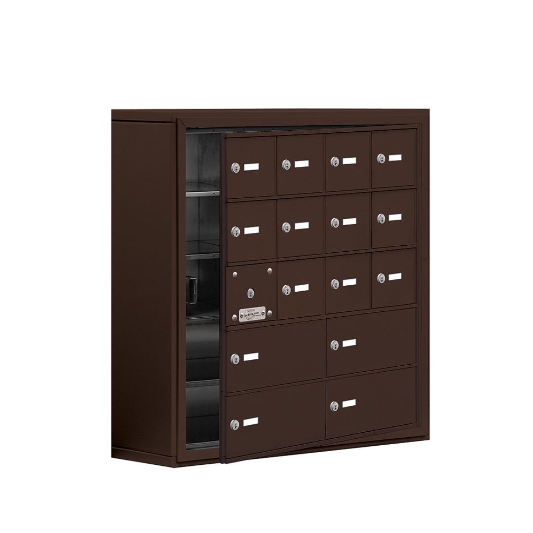 Salsbury Surface Mounted Cell Phone Locker with 12 A Doors and 4 B Doors with Keyed Locks - 19158-16