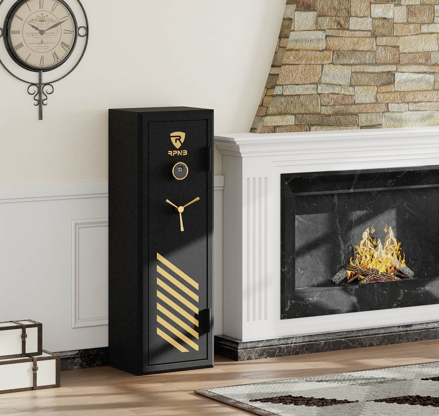 RPNB RPFS10-B 10 Gun Fireproof & Biometric Digital Safe for Rifles and Pistols