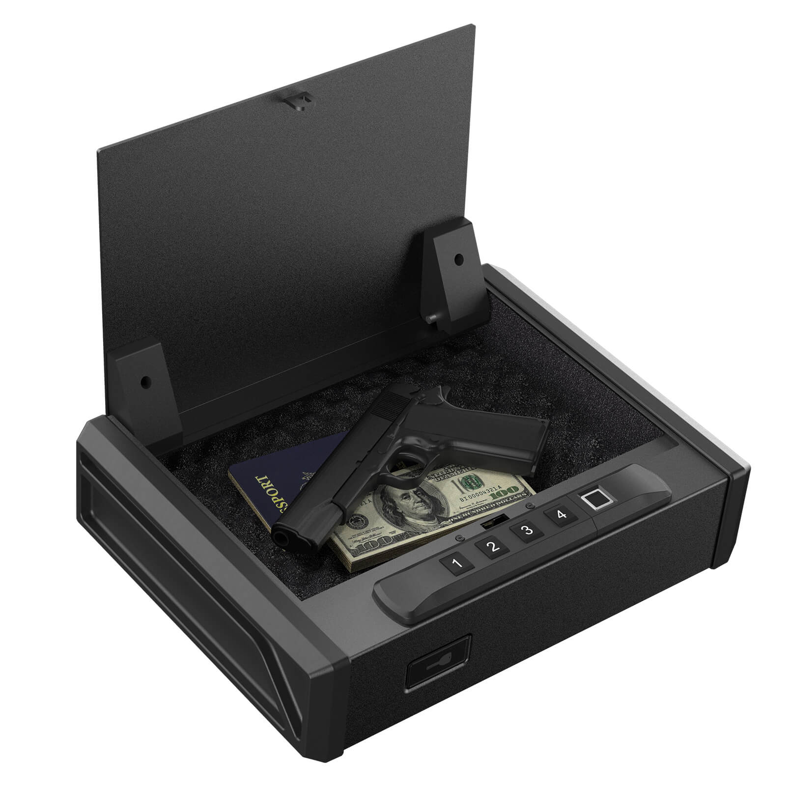 RPNB Pistol Safe with Biometric Fingerprint Lock for 2 Pistols, RP19001F